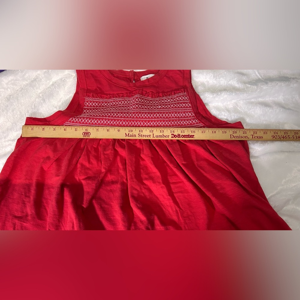 True Craft Red Smocked Babydoll Tank Top Size Large - Picture 7 of 8